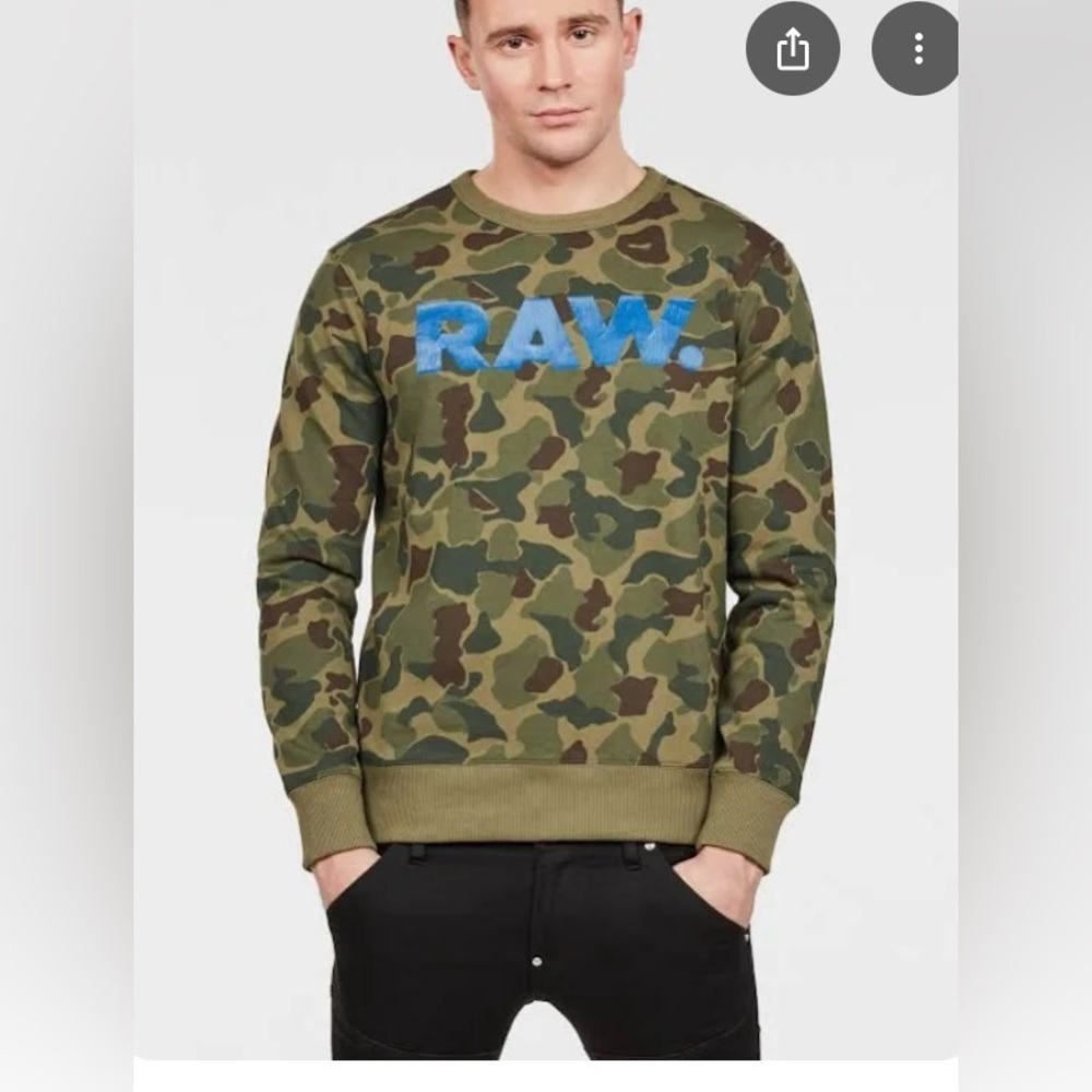 G-Star  RAW Men's Green and Khaki Jumper Sweatshirt - M